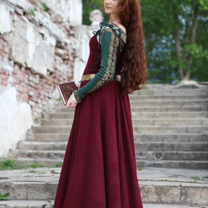 Robe médiévale de laine « Manches vertes » -06