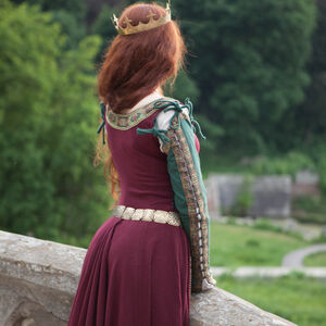 Robe médiévale de laine « Manches vertes » -09