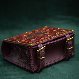 Sac en cuir avec un panneau en laiton émaillé « Ours »