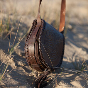 Sac fantasy en cuir brun gaufré « Labyrinthe »