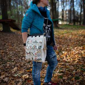 Sac Haithabu aux poignées de dossier de chaise en bois «Tapisserie de Guerre»