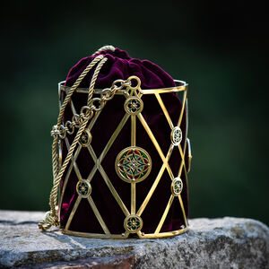 Bourse fantasy en velours et laiton « Gardienne des Clés »