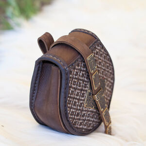 Sac viking en cuir et textile « Skjaldmö »