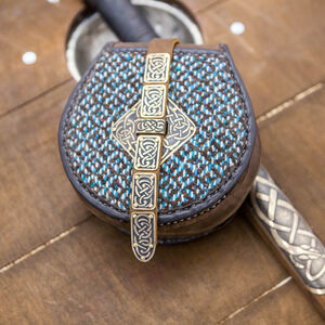 Sac viking en cuir et textile « Skjaldmö »