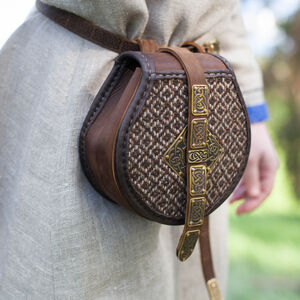 Sac viking en cuir et textile « Skjaldmö »