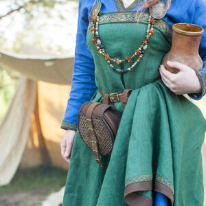 Sac viking en cuir et textile « Skjaldmö »