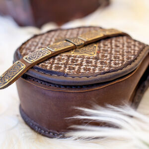 Sac viking en cuir et textile « Skjaldmö »