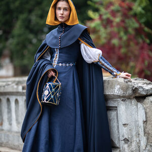 Costume médiéval cape et chaperon en laine « Gardienne des Clés »