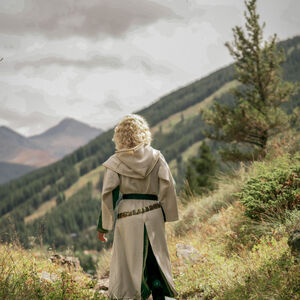 Surcot en laine du haut Moyen Âge, tabard long « Les Collines Creuses » XIIIe siècle