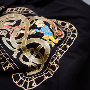 T-shirt de Style Viking Brodé à la Main Edition Limitée « Guerrier et Serpent »