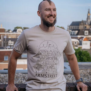 T-Shirt en Coton Beige à Logo ArmStreet Contrastant