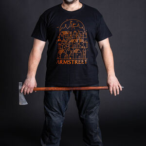 T-Shirt en Coton Noir à Logo ArmStreet Orange