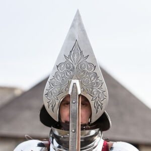 Tête de hallebarde décorative « Chien de Guerre » motif floral