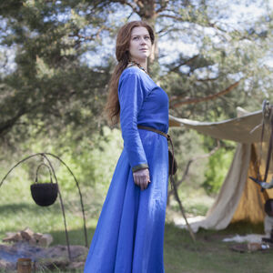 Tunique viking en lin bleu pour femme « Ingrid la Maîtresse du foyer »