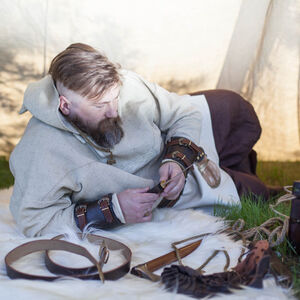 Veste imperméable de style viking en toile et cuir « Olaf le Brise-tempête »