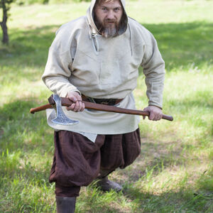 Veste manteau de style viking en toile et cuir « Olaf le Brise-tempête »