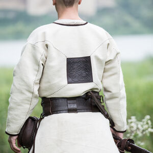 Veste en toile décorée de cuir « Ragnvaldur le Voyageur » 