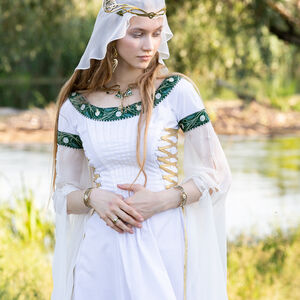 Voile médiéval blanc costume de mariage « Fleurs d’Eau »