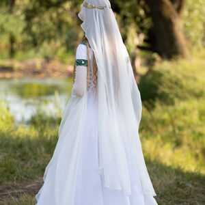 Voile médiéval mariage elfique « Fleurs d’Eau »