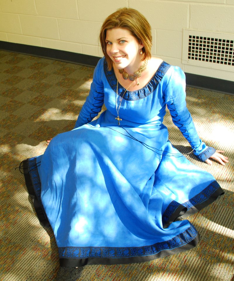 Robe Princesse de l'Automne en lin bleu