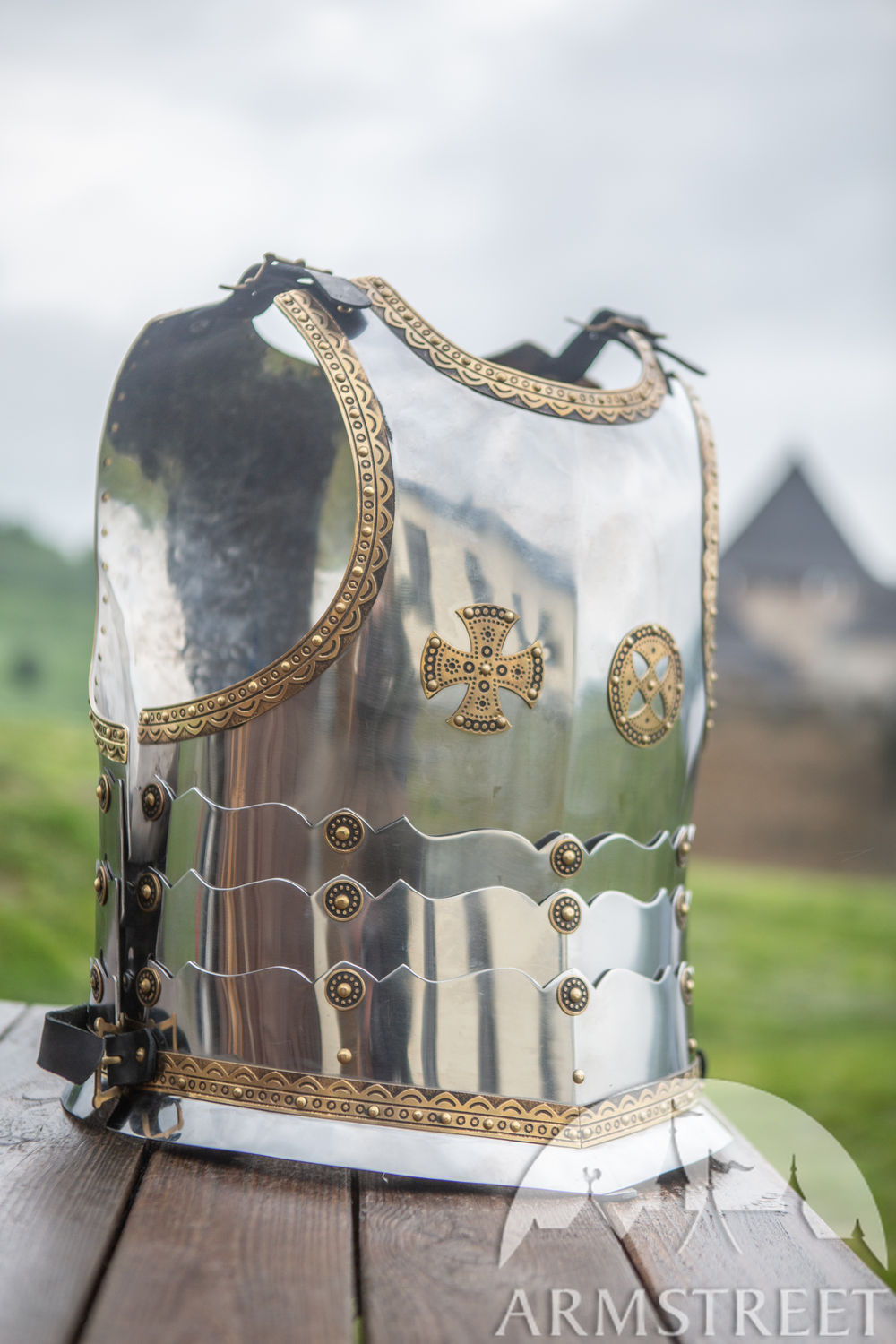 Polish Hussar articulated stainless steel cuirass with brass accents