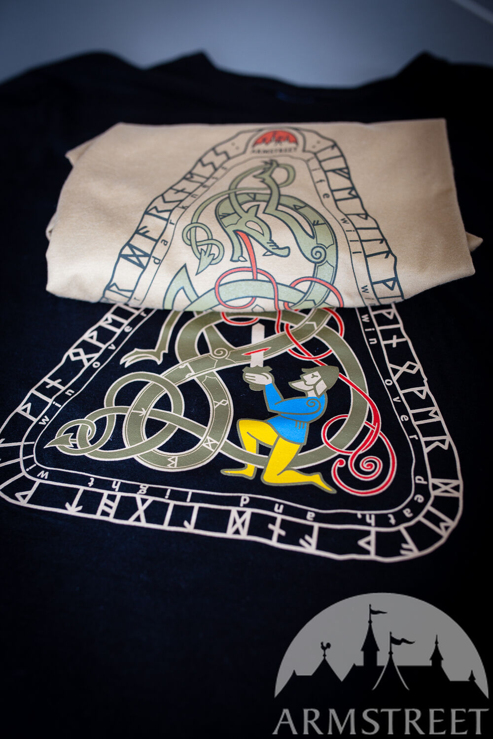Tee-shirt style viking en coton "Guerrier et Serpent"