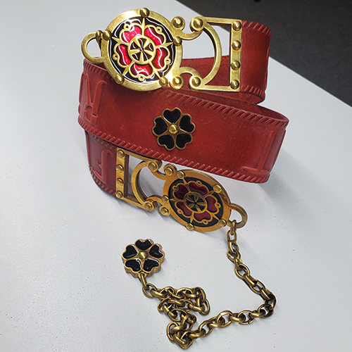 Common - sale-leather-and-brass-belt-with-enamel-german-rose-red-leather.jpg